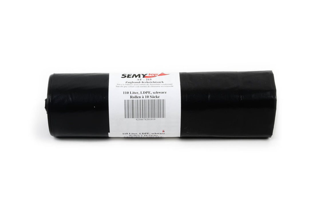 SemyTop LDPE-Zugband-Kehrichtsäcke, 700 x 1000 mm, Typ 100 , schwarz, circa 110 L, 1er Pack (120 Stü