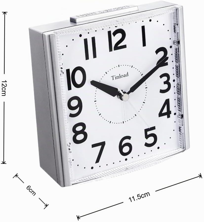 Tinload Analog Seniorenwecker mit Nachtlicht, 4.7 Zoll grosses Zifferblatt, Tischuhr mit Schlummerfu