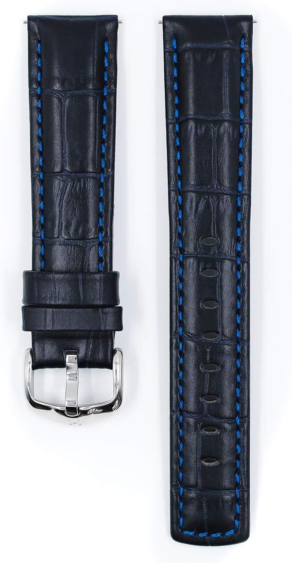 HIRSCH Unisex Alligator Style Uhrenarmband - Grand Duke 22 mm Blau, 22 mm Blau
