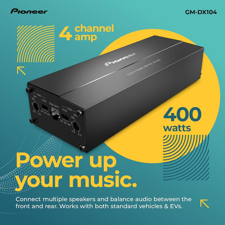 Pioneer GM-DX104 ultrakompakter Class-D 4-Kanal-Verstärker (Hi-Res Audio, 400 W), brückbar, kompatib