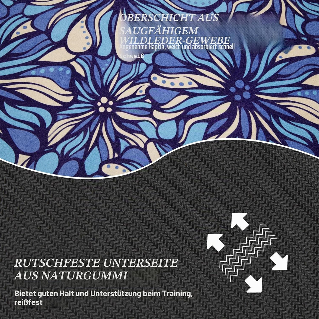 Reise-Yogamatte aus rutschfestem, faltbarem Wildleder – 1,5 mm dünn & leicht (1,4 kg), schweissabsor