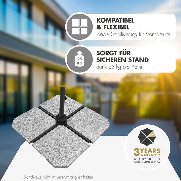 doppler SL-AZ Leichte Beschwerplatte 25 kg – Hochwertiger Natursteinsockel aus Granit – Für Schirmst