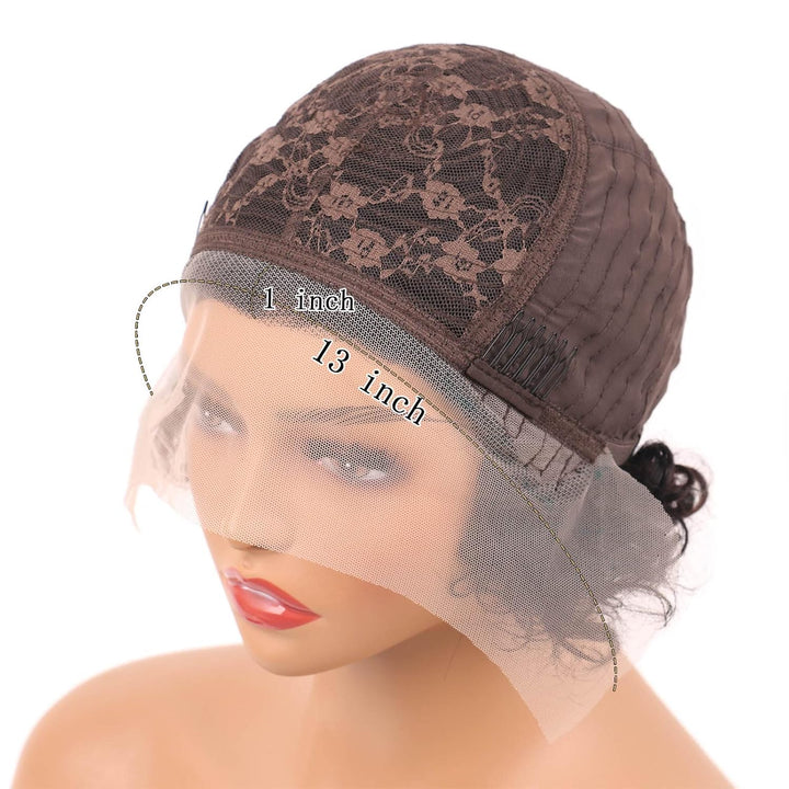 DaiMer Lace Pixie Cut Wigs Lace Front Short Curly Human Hair Wigs for Women Natural Hairline 130% De