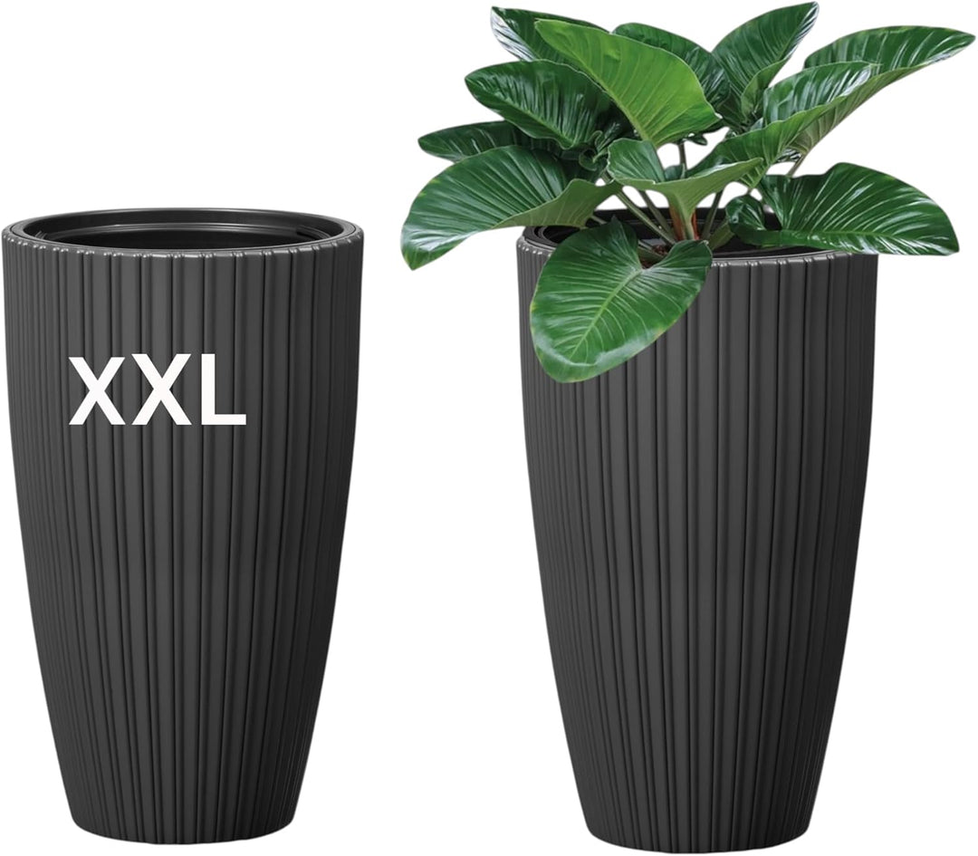 MELTOM Blumenkübel Blumentopf Pflanzkübel mit Herausnehmbaren Einsatz Rund 3D Effekt Dekorativ Gröss