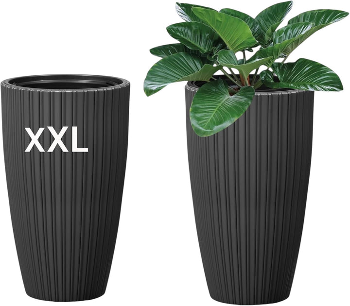 MELTOM Blumenkübel Blumentopf Pflanzkübel mit Herausnehmbaren Einsatz Rund 3D Effekt Dekorativ Gröss