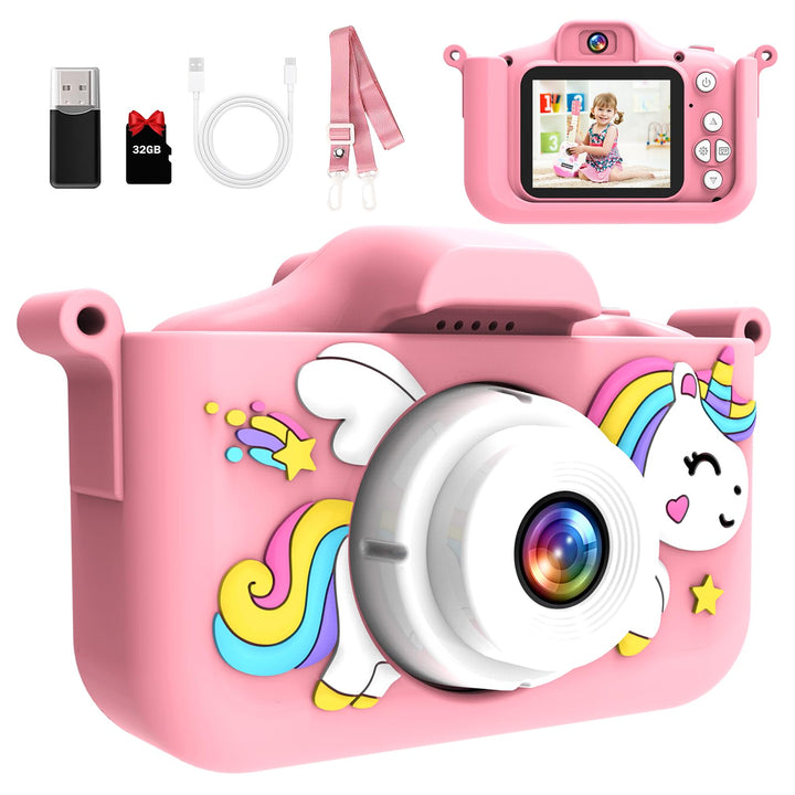 MYSTILUCK Kinderkamera, 1080P HD Digitalkamera für Kinder mit 2,0"-Bildschirm &amp; 32GB-Karte, Fotoappa