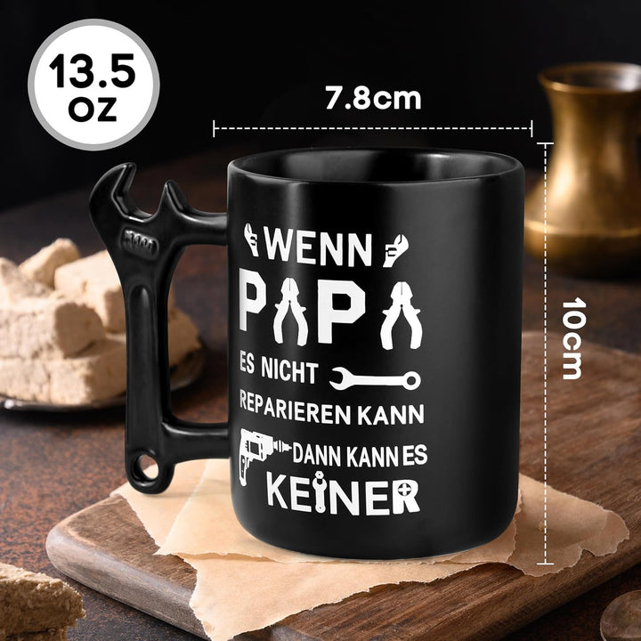 Johiux Papa Geschenke Kaffeebecher mit Schraubenschlüssel Griff,Vatertagsgeschenk Geschenke für Papa