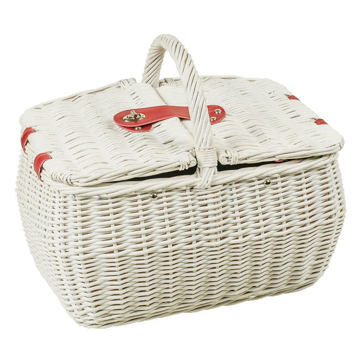 Adam Schmidt Picknickkorb rechteckig, weiss, T 41cm x B 29cm x H 23/35cm