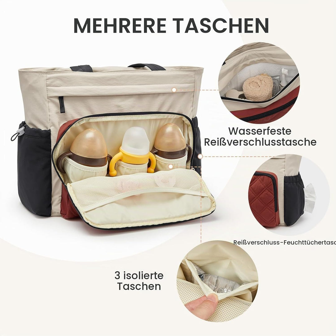 G4Free Packbare Sling-Tragetasche Wickeltasche Beige &amp; Braun &amp; Schwarz, Beige &amp; Braun &amp; Schwarz