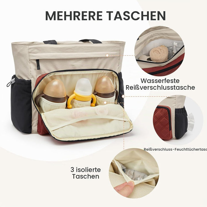 G4Free Packbare Sling-Tragetasche Wickeltasche Beige &amp; Braun &amp; Schwarz, Beige &amp; Braun &amp; Schwarz