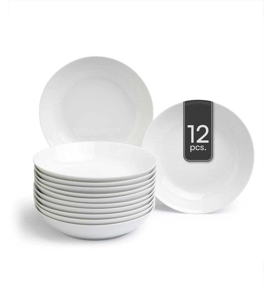 Suppenteller 12er Set Tiefteller Salatteller - Porzellan - Weiss - Ø 20 cm