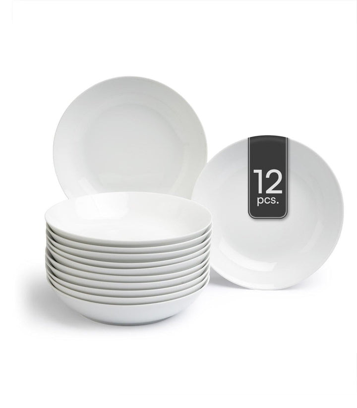 Suppenteller 12er Set Tiefteller Salatteller - Porzellan - Weiss - Ø 20 cm
