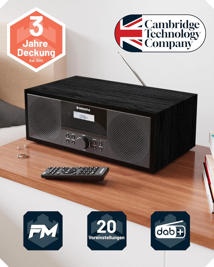 Dab+ Bluetooth Radio und CD-Player | 60 W Stereoanlage für zu Hause | integrierte Lautsprecher, LED-