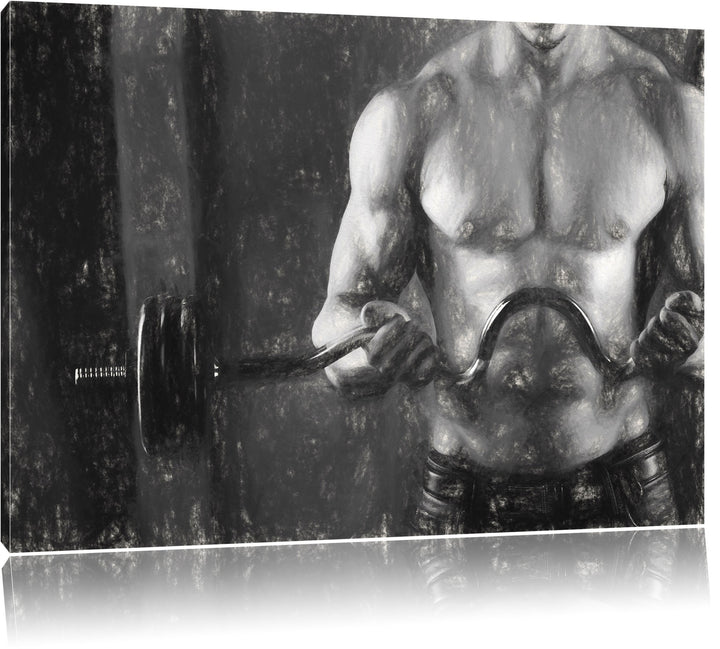 Bodybuilding Kohle Effekt, Format: 100x70 auf Leinwand, XXL riesige Bilder fertig gerahmt mit Keilra