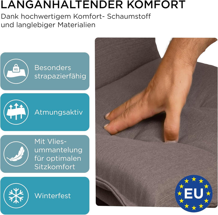 gardisun Gartenstuhlauflagen Hochlehner mit Kopfteil I Extra Dicke Sitzauflagen I Made in Europe I P