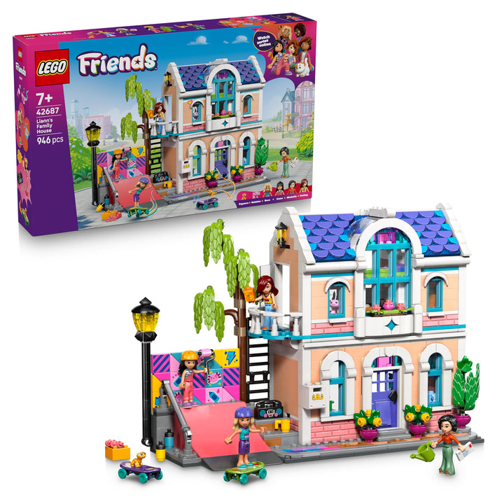 LEGO Friends Lianns Familienhaus - Miniatur Spielset mit Garten, 4 Mini Puppen, Axolotl- &amp; Gecko Tie