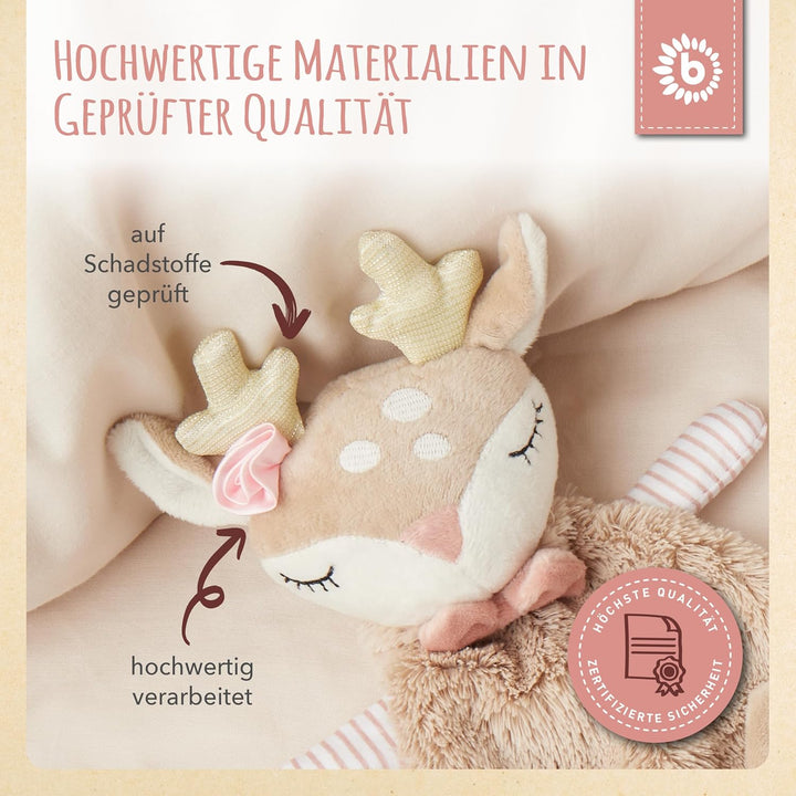 Bieco Schmusetuch REH Ella | Schnuffeltuch Baby| Kuscheltier Schmusetuch Mädchen Geschenk zur Geburt