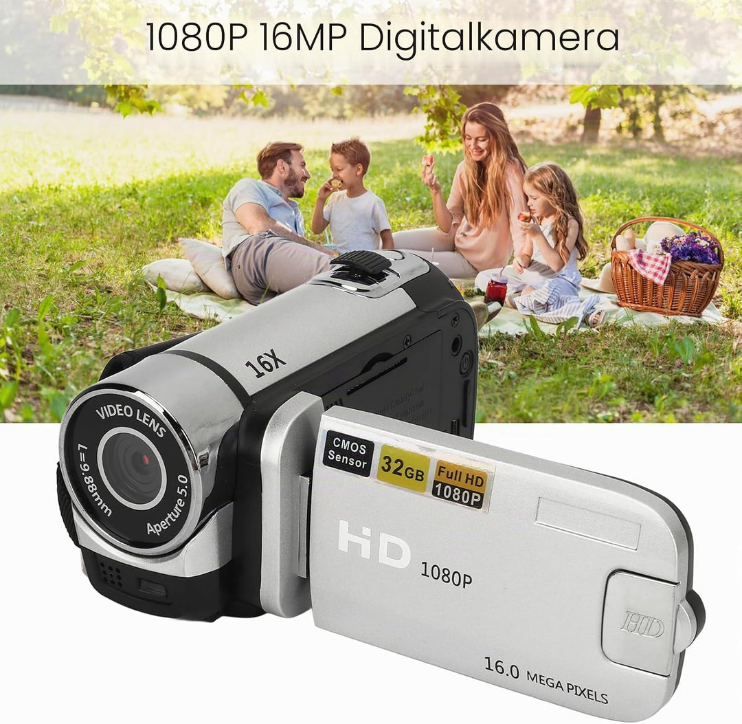 D90 1080P 16MP Digitalkamera 2,4 Zoll Drehbare Bildschirmkamera 16X Zoom HD Videorecorder mit Füllli