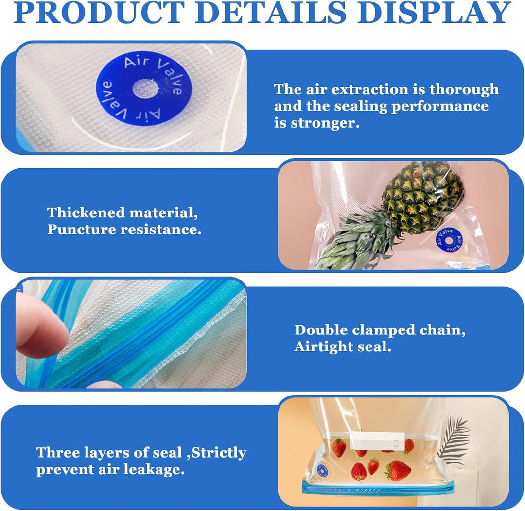 Vakuumiergerät mit 15 Vakuumbeuteln, Mini Vakuumiergerät für Lebensmittel, Tragbarer Vakuumiergerät,