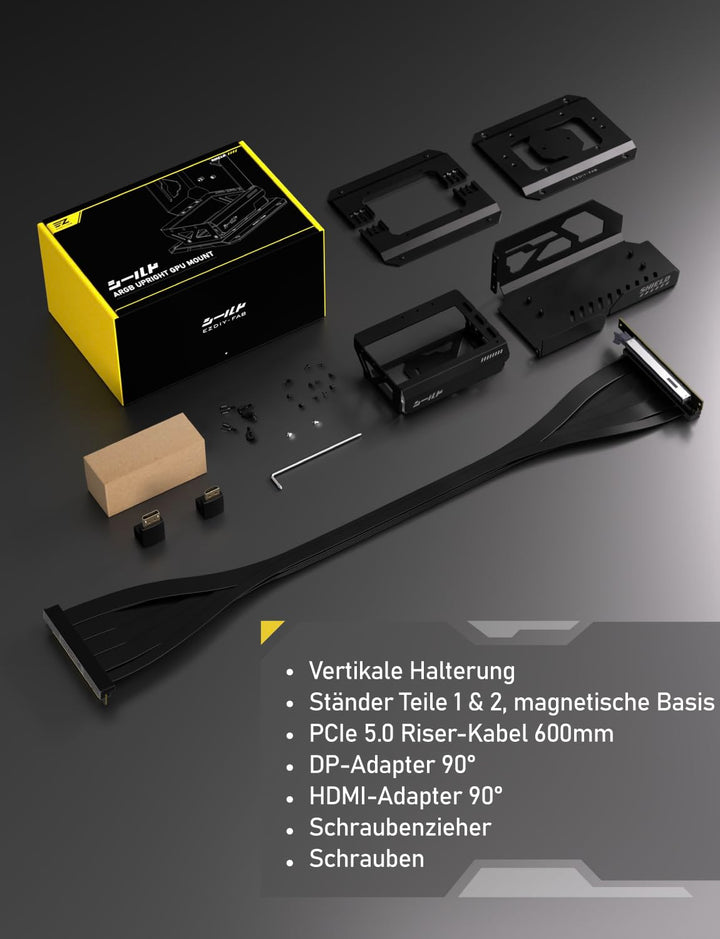 EZDIY-FAB Shield ARGB Aufrechte GPU-Halterung mit PCIe 5.0 Riser–Vertikalhalterung für RTX 50 Serie,