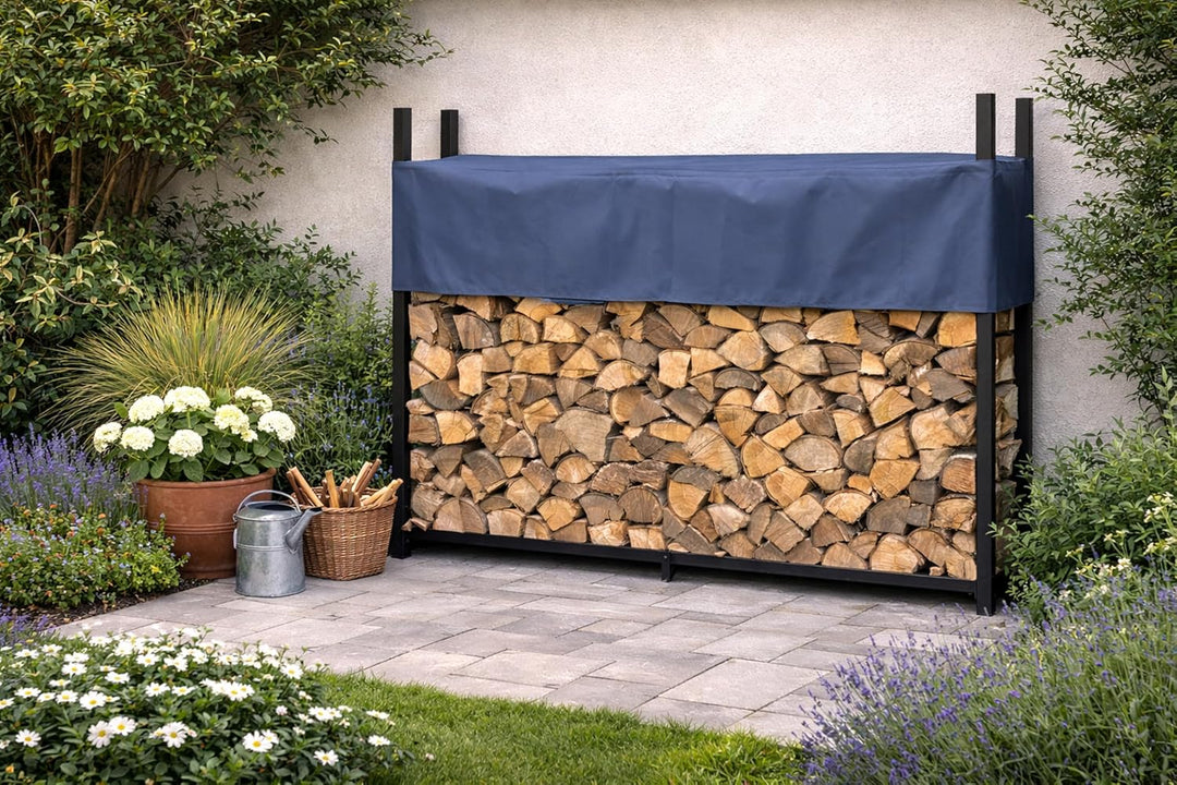 QUICK STAR Metall Kaminholzregal Anthrazit 113 x 25 x 115 cm Garten Kaminholzunterstand 0,5 m³ Stape