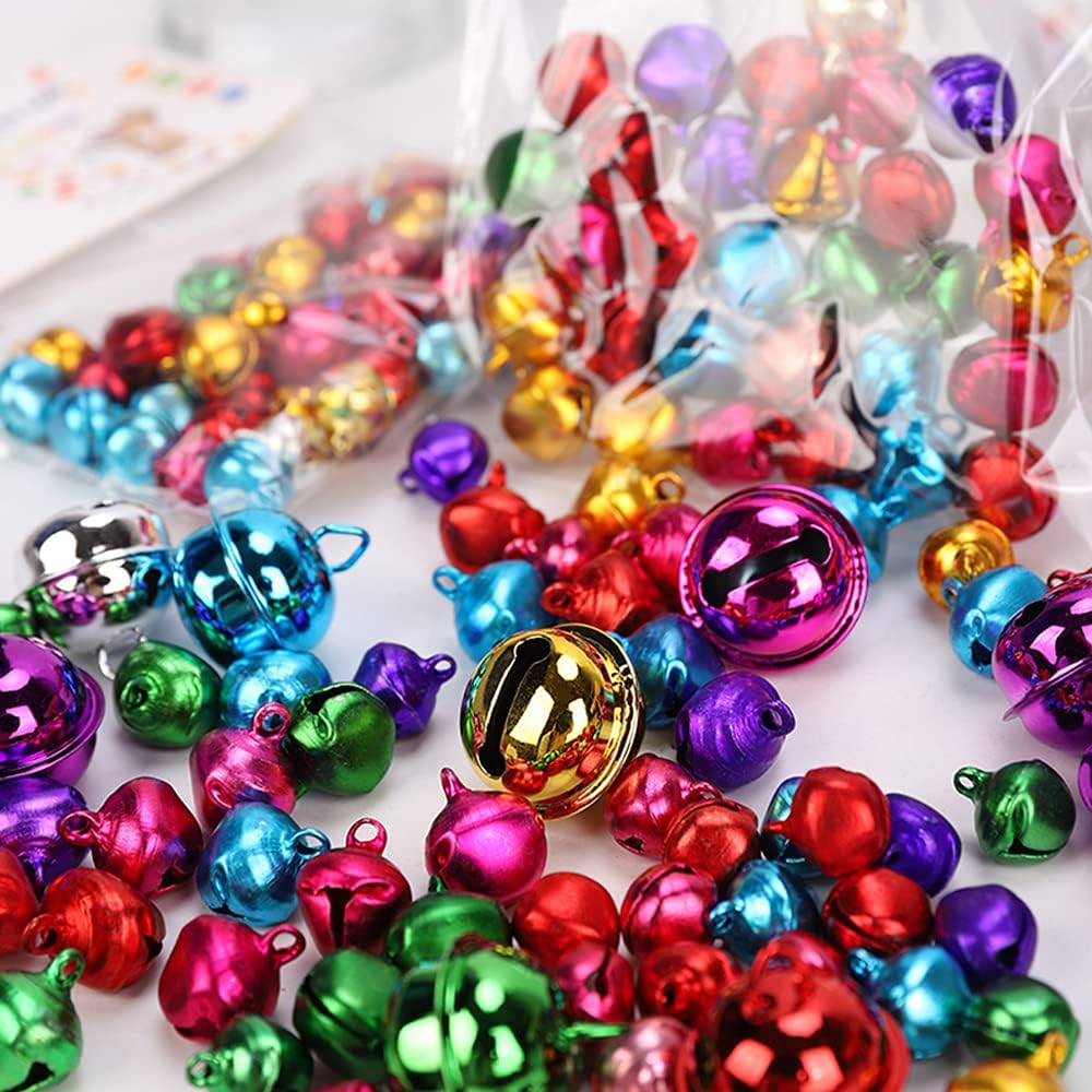 180 Stück Bunte Glöckchen Metallglöckchen,11.5mm 13.5mm 22mm Mix Klein Gross Schellen Glocken mit Ös