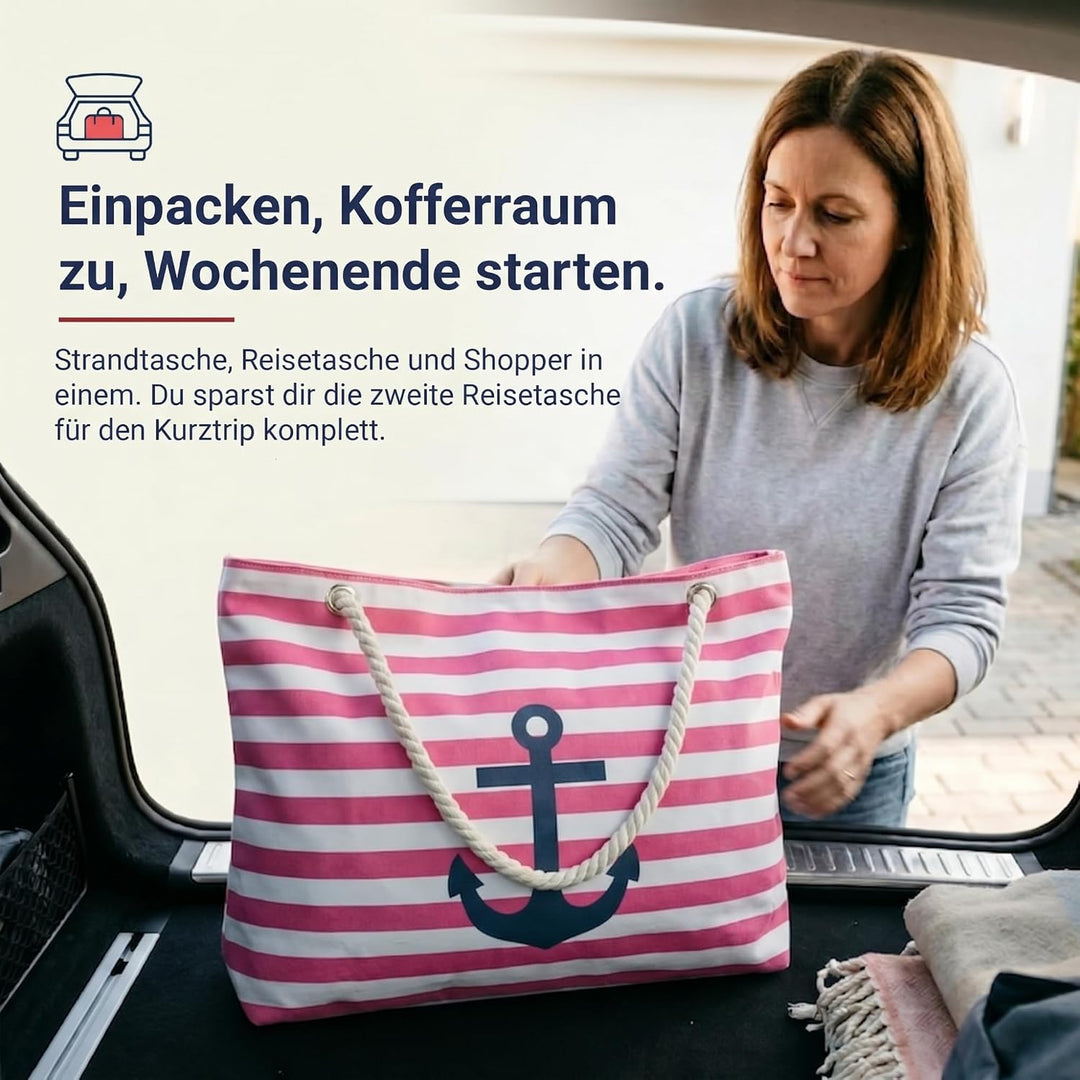 Sonia Originelli Strandtasche Weekender Shopper maritim gestreift bedruckt Seilkordeln