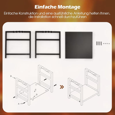 COSTWAY Kaminholzregal Metall, Brennholzregal Feuerholzregal Holzscheitregal mit stabilem Sockel & G