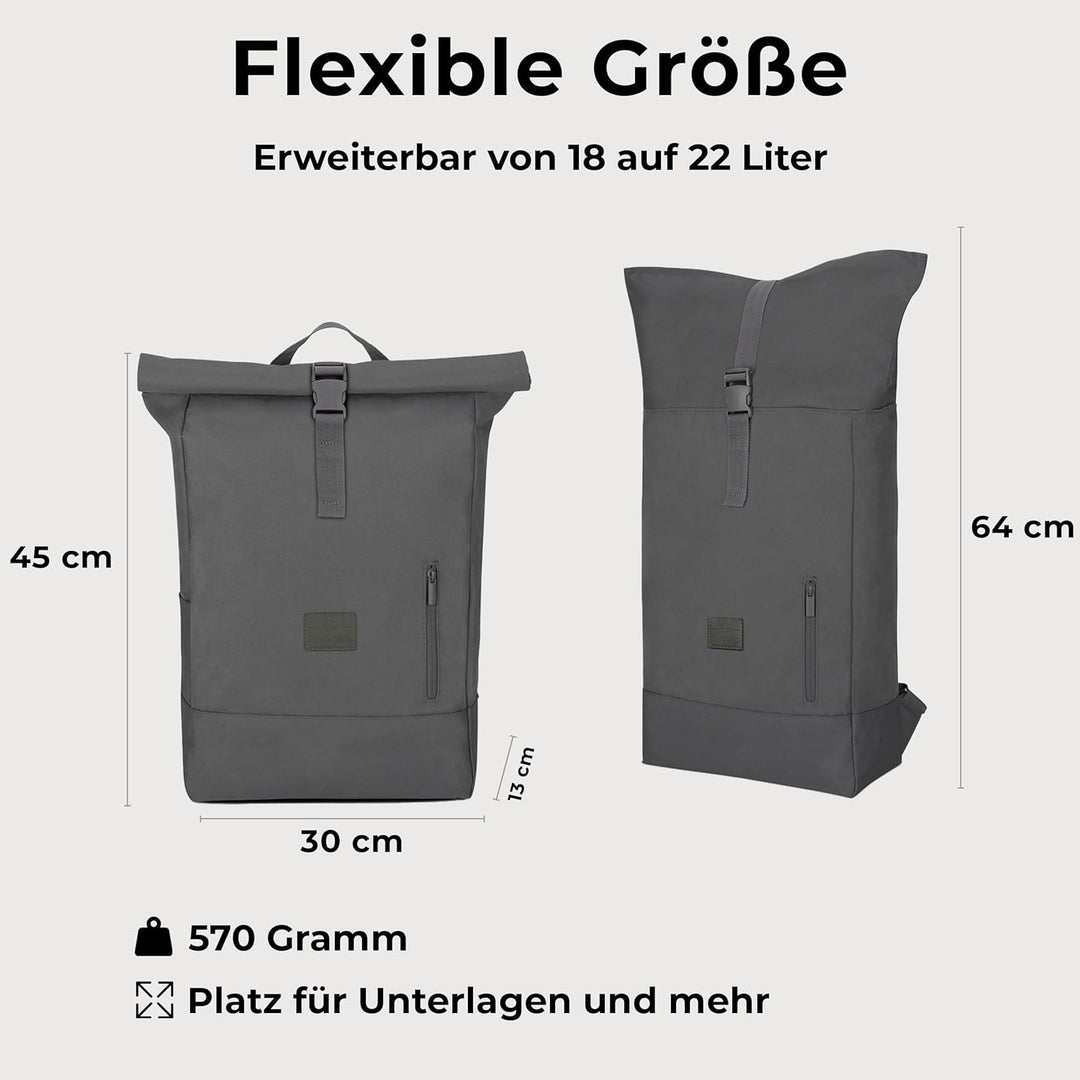 Johnny Urban Rolltop Rucksack Damen & Herren - Robin Large - Tagesrucksack mit 16 Zoll Laptopfach -