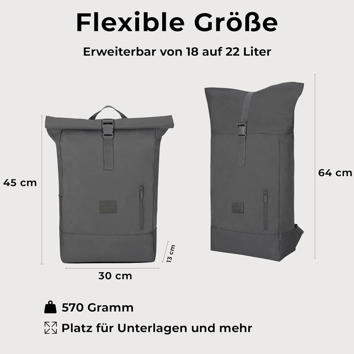 Johnny Urban Rolltop Rucksack Damen & Herren - Robin Large - Tagesrucksack mit 16 Zoll Laptopfach -