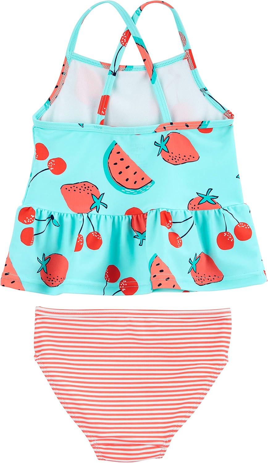 Simple Joys by Carter's Baby-Mädchen Rash-Guard-Set, 3 Jahre Orange Meereswelt/Rot Früchte/Stre