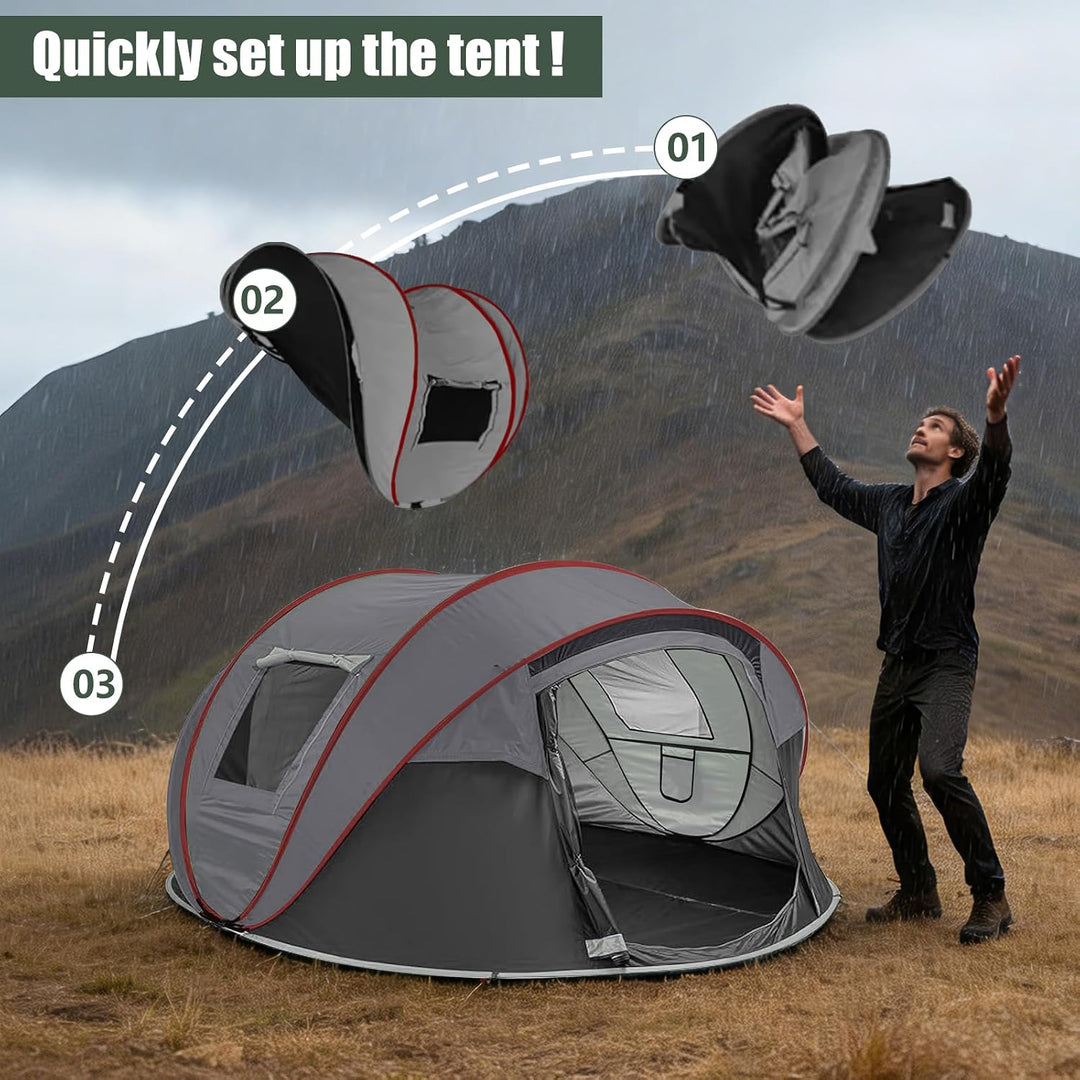 Camping Zelt, Pop Up Zelt 4-5 Personen, Automatisches Aufstellzelt in 3 Sekunden, Wurfzelte Wasserdi