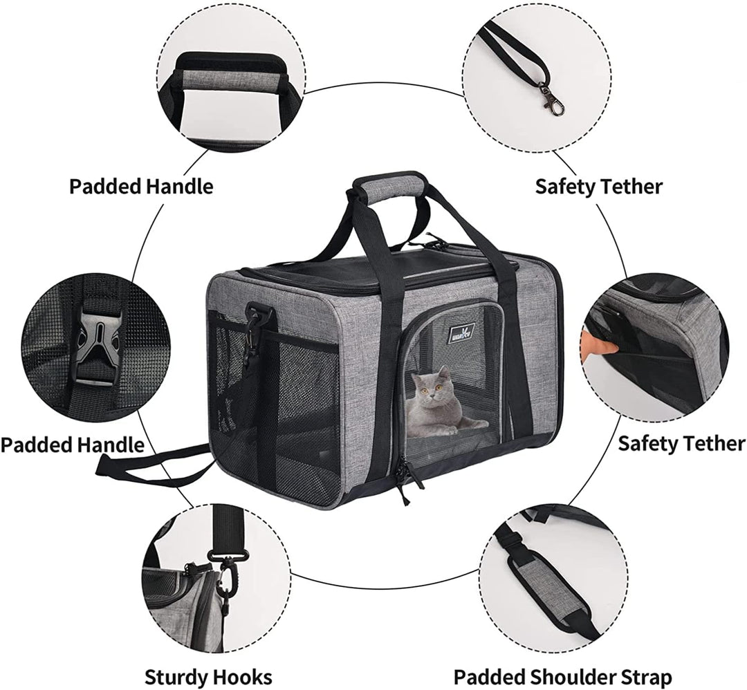 Wakytu Transportbox für Katze Hund, Transporttasche für Haustiere, Faltbare Hundetransportbox Katzen