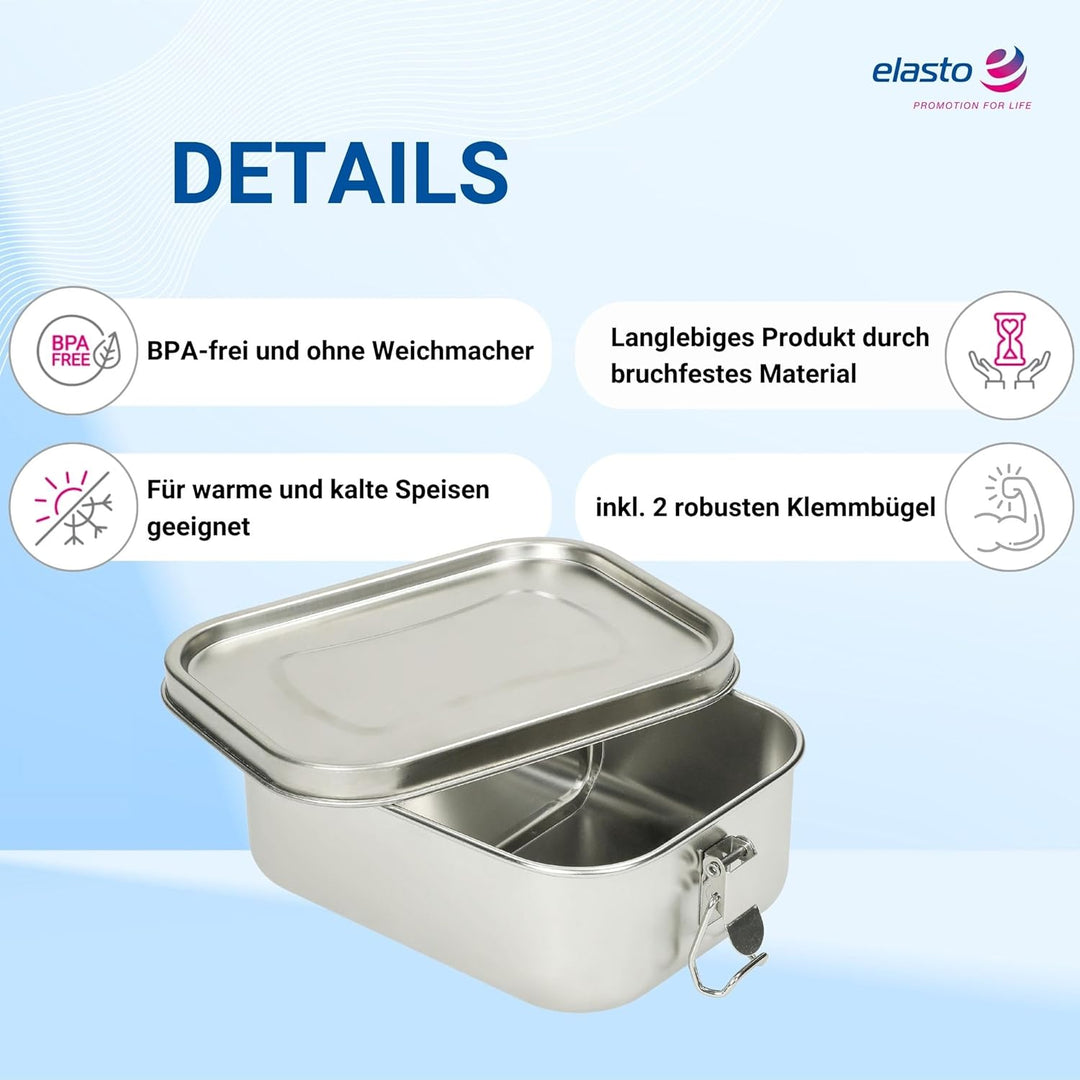 Lunchbox Edelstahl 1000 ml - Robuste Brotdose für Kinder & Erwachsene inkl. Dichtungsring - BPA-frei