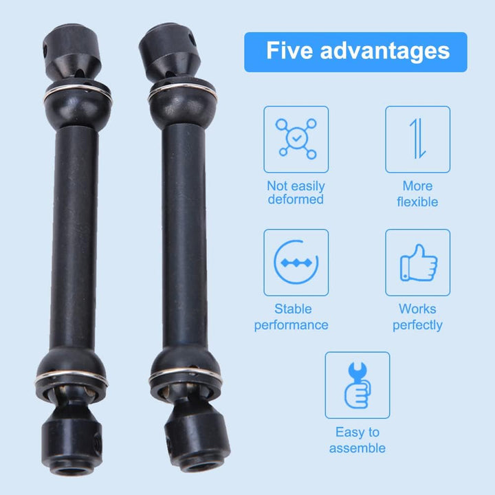 Tbest 2pcs Universal Drive Shaft, Teleskop-Gelenkwelle aus Metall, passend für SCX10 D90 RC Crawler(