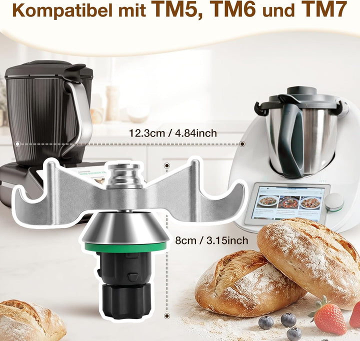 Teigmesser für Thermomix TM7/TM6/TM5 mit Teiglöser, Edelstahl Teigmesser für Thermomix Zubehör, Effi