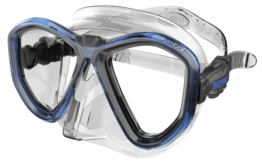 Seac Unisex-Adult Symbol Made in Italy Zweiglas-Tauchmaske mit Einer 3D-Schnalle direkt am Maskenkör