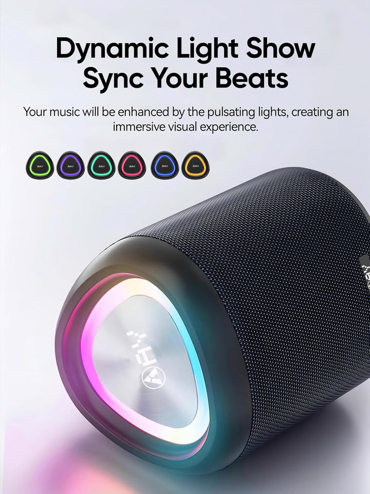 AY Tragbarer Bluetooth Lautsprecher 30W mit Licht, Musikbox Bluetooth mit Leistungsstarker Kristallk