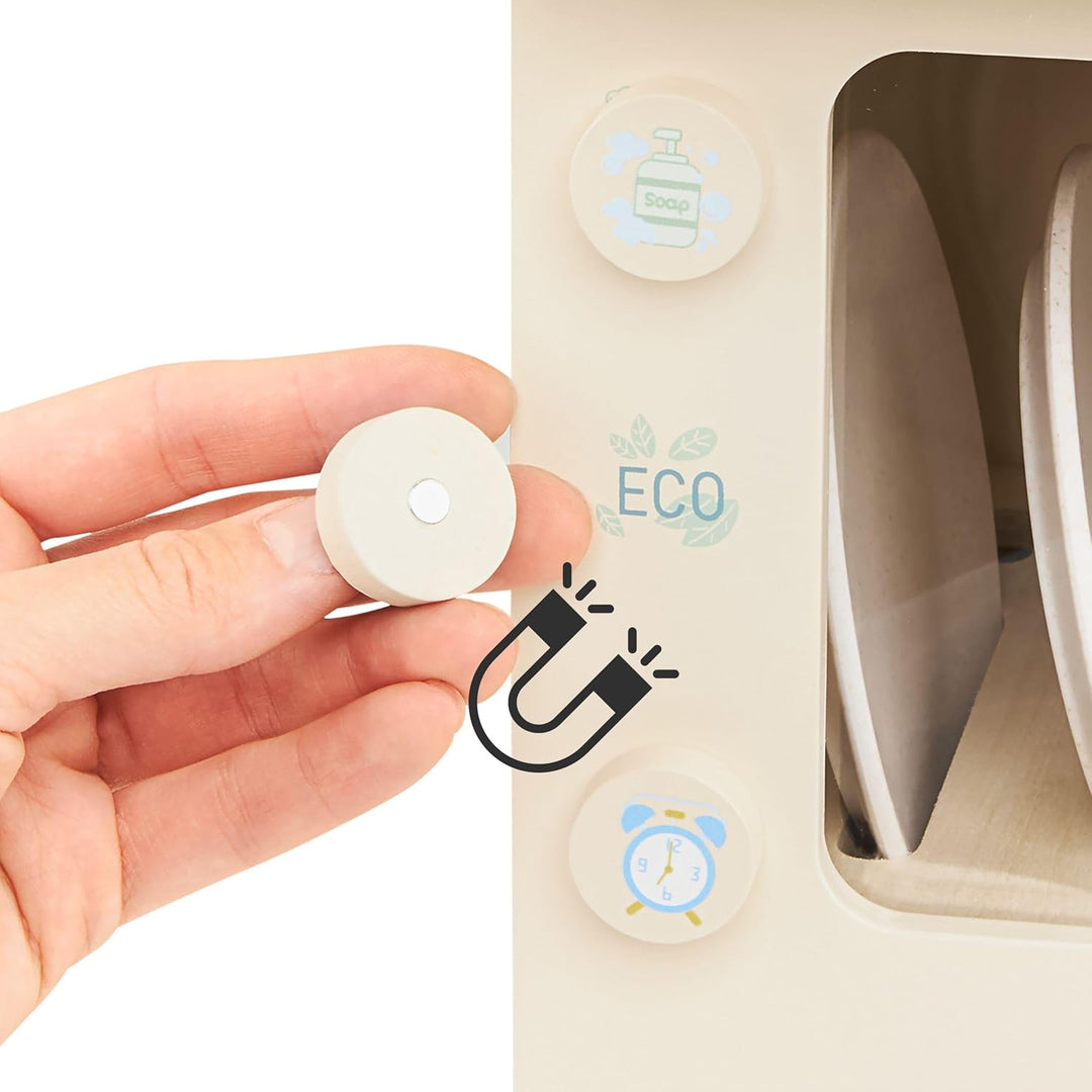 Mamabrum Holzgeschirrspüler für Kinder 3+ – Montessori Spielküche Zubehör – Lernspielzeug mit Zubehö