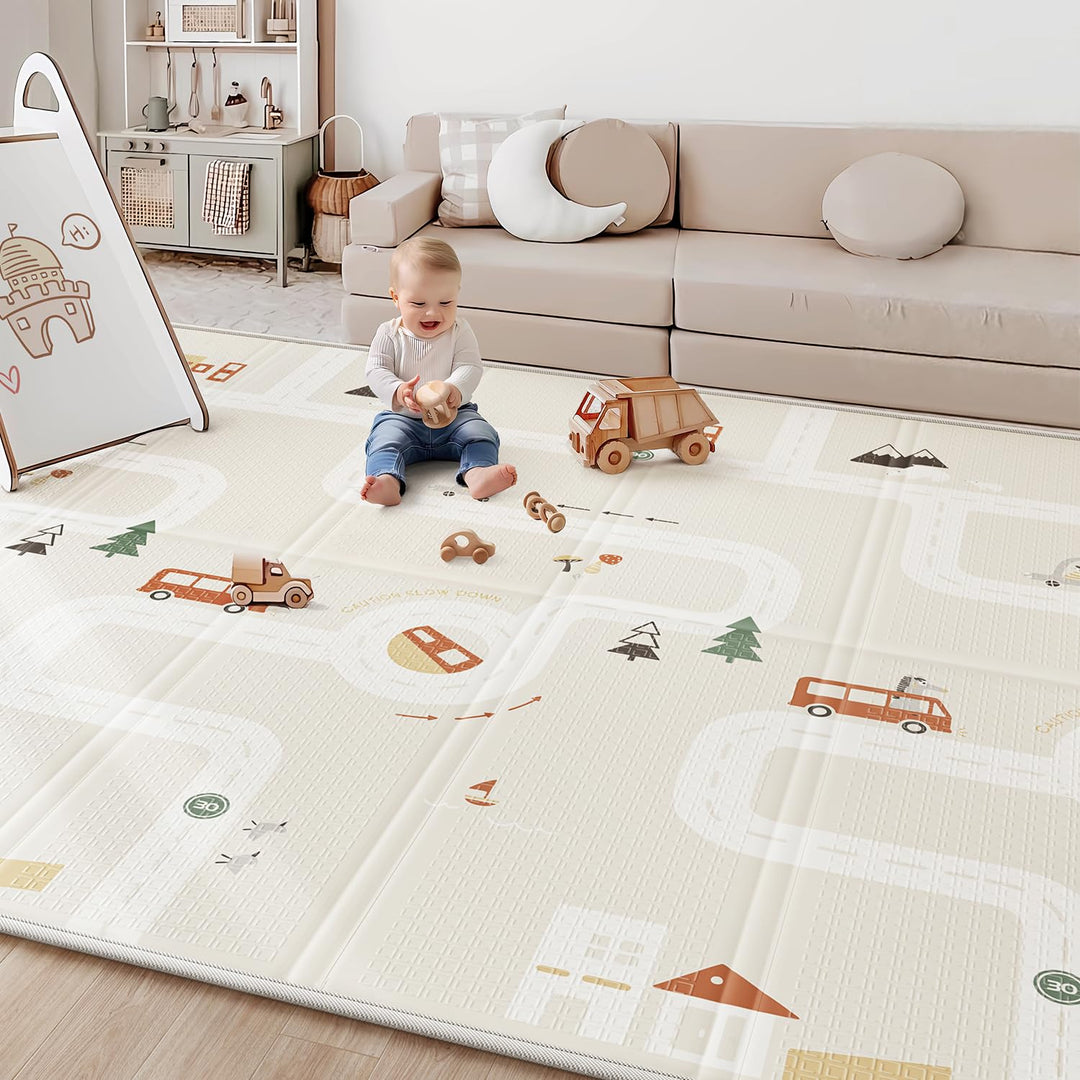 BG-BABYGO Krabbelmatte Baby &amp; Spielmatte für Babys– 147 * 177 * 1CM Spielmatte Baby Faltbar, wasserd
