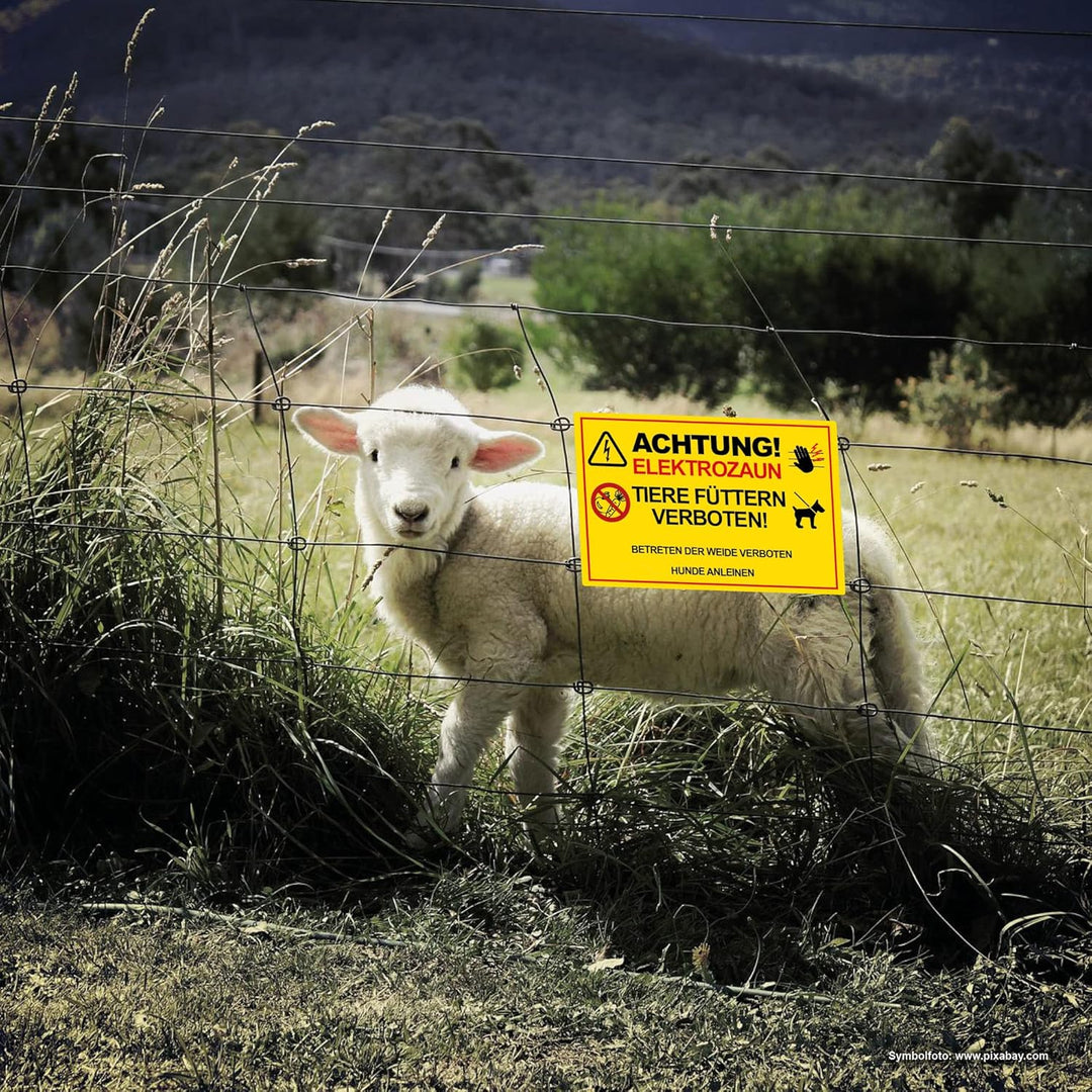 5 Stück XXL Achtung ! Elektrozaun Tiere füttern Weide betreten verboten Schild 30 x 40 cm aus stabil