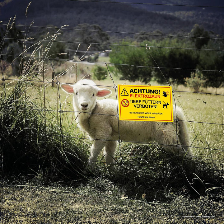5 Stück XXL Achtung ! Elektrozaun Tiere füttern Weide betreten verboten Schild 30 x 40 cm aus stabil
