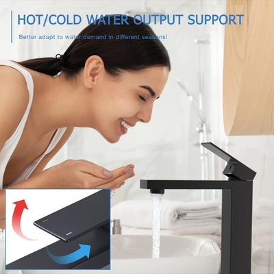DETBOM Wasserhahn Bad 2er-Pack Matt Schwarz, extra hohe Armatur mit 250mm Auslaufhöhe für Aufsetzwas