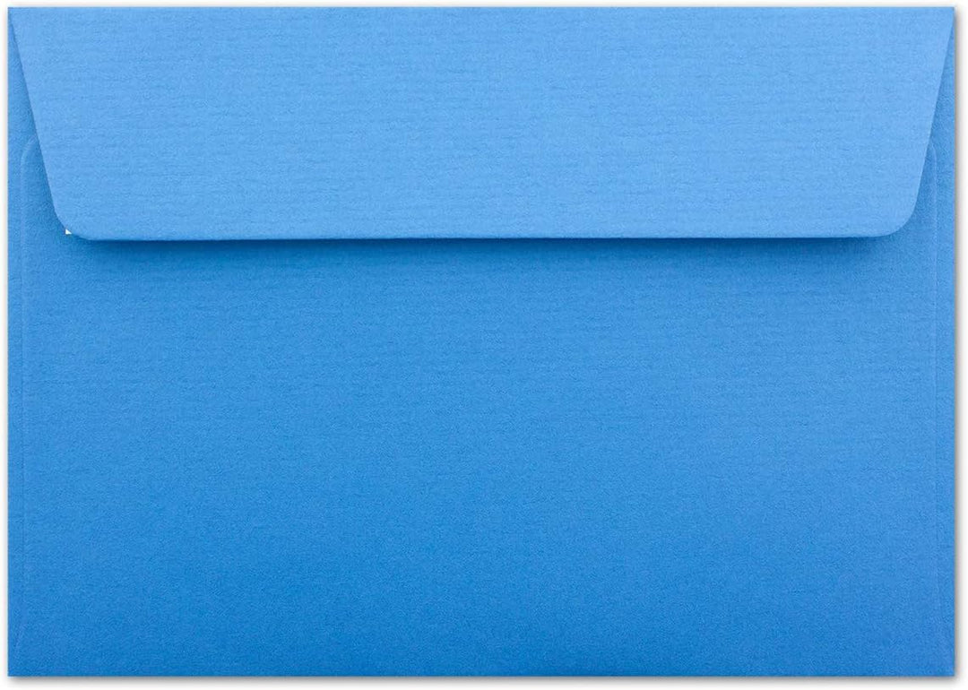75 gerippte Briefumschläge DIN C6 Blau - 11,4 x 16,2 cm - 100 g/m² Post-umschlag ohne Fenster Haftkl