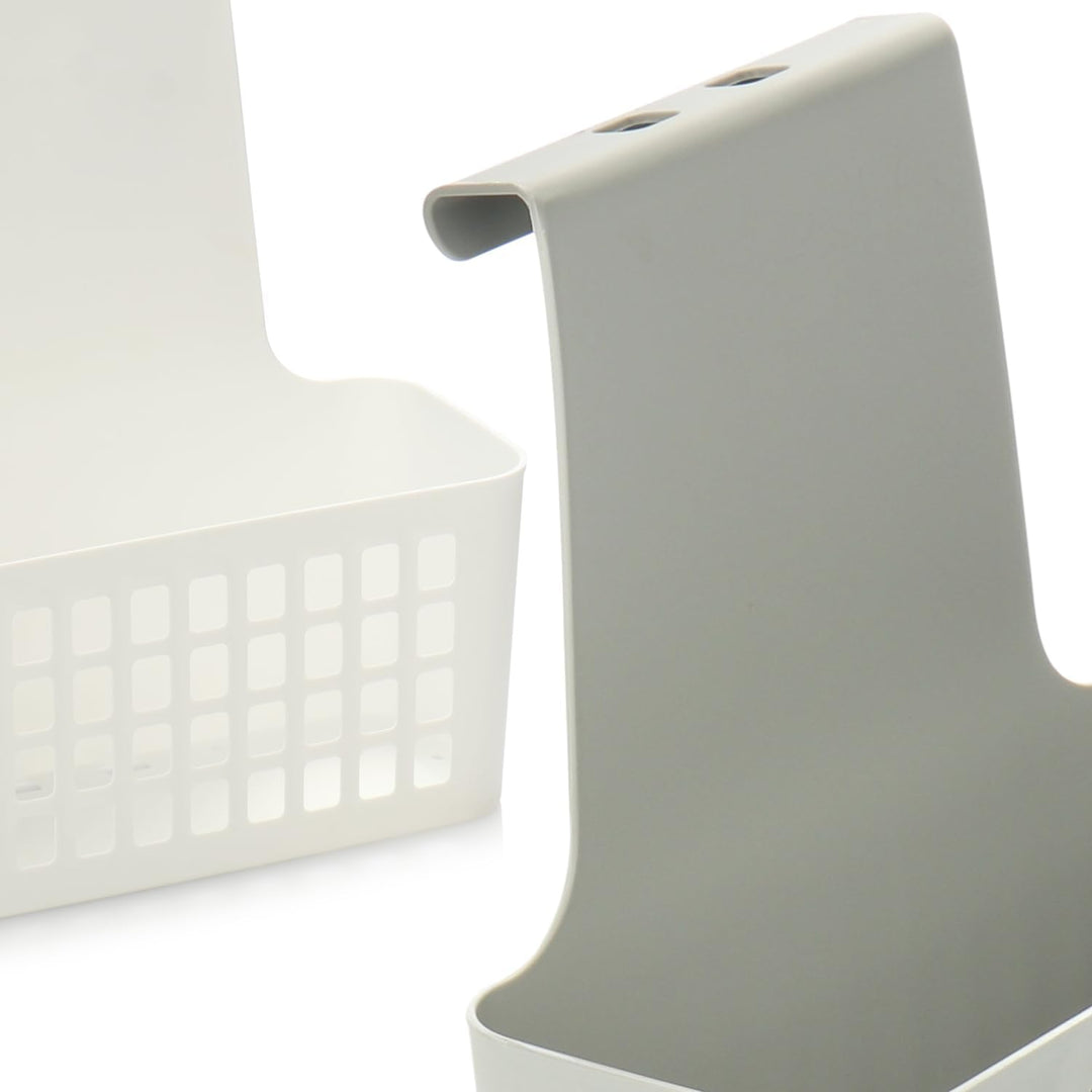 com-four® 2X Hängekorb, robuste Aufbewahrungsbox aus Kunststoff, Organizer für Küche, Bad und Kleide