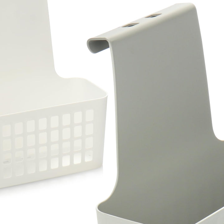 com-four® 2X Hängekorb, robuste Aufbewahrungsbox aus Kunststoff, Organizer für Küche, Bad und Kleide