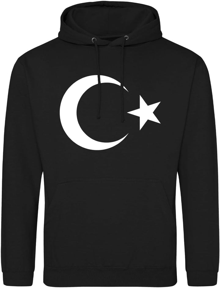 huuraa Unisex Hoodie Türkei Flagge Halbmond und Stern Pullover Vegan Grösse S-3XL mit Motiv für alle