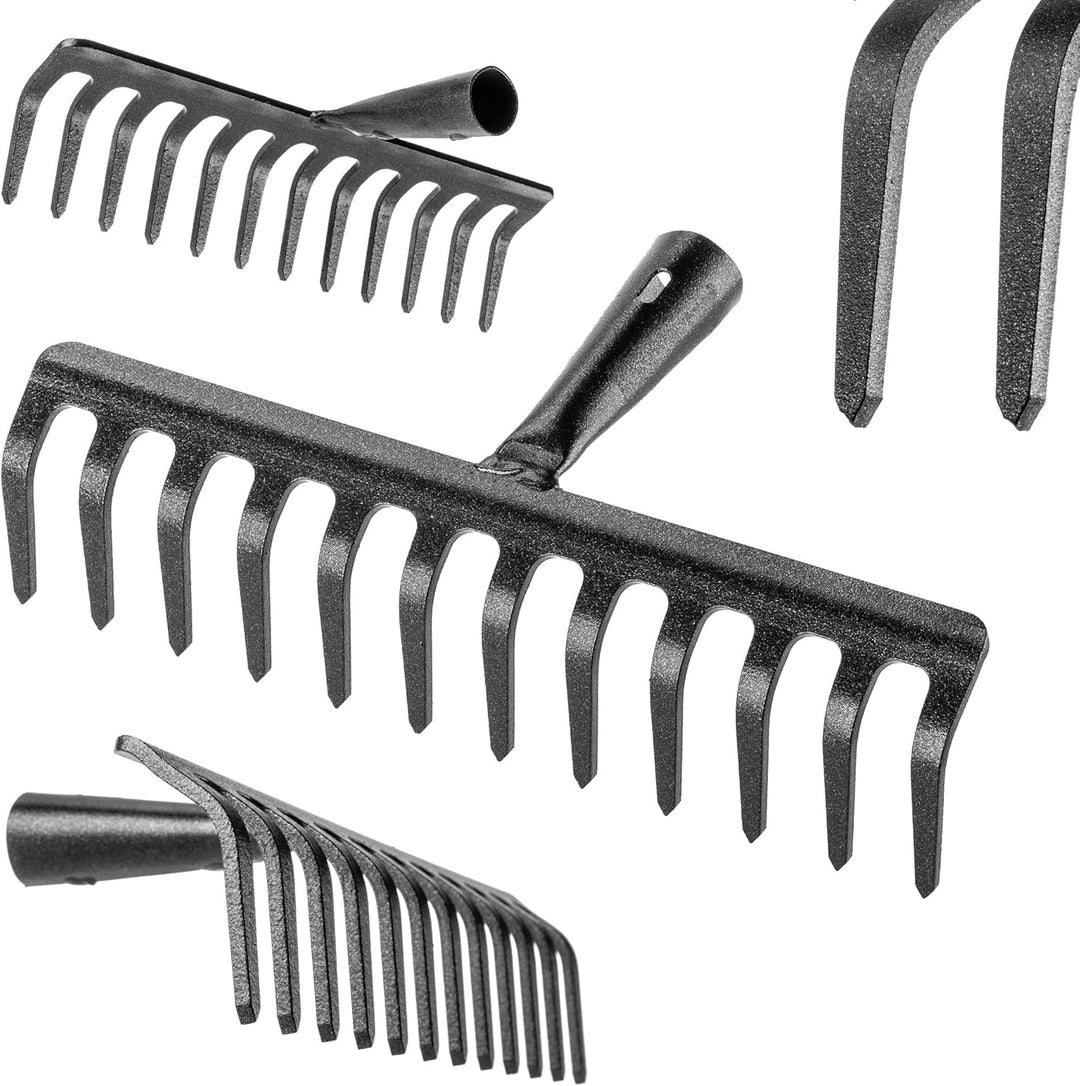 KADAX Gartenharke ohne Stiel, Gartenrechen aus Stahl, Rasenrechen für Gartenpflege, Robuste Rasenhar