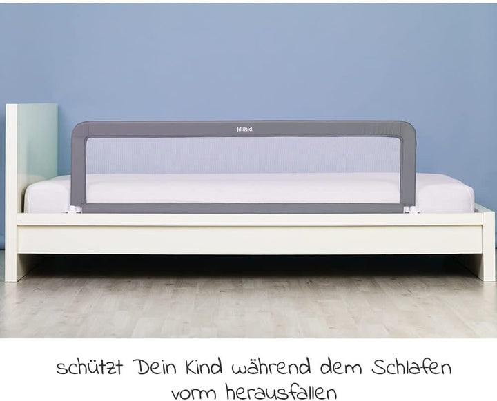 Fillikid Bettschutzgitter & Rausfallschutz für Baby & Kinder 150 x 50 cm - hohes, klappbares Bettgit