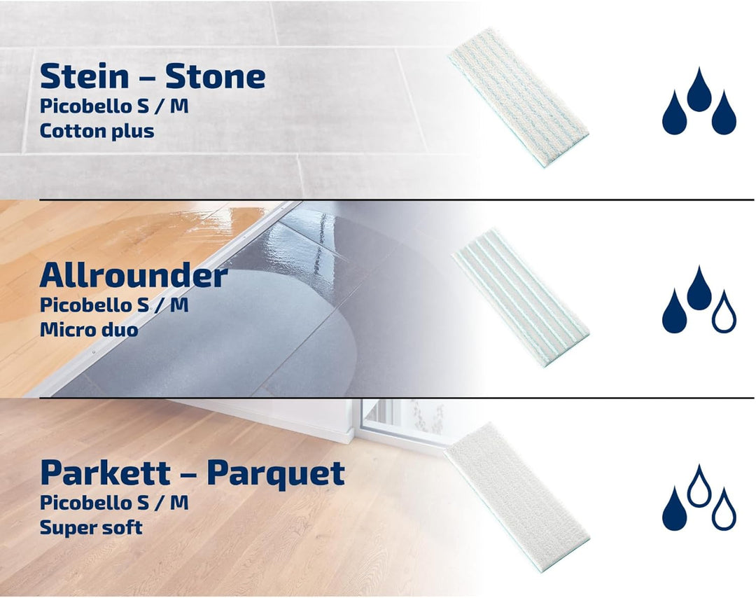 Leifheit Original Wischpad Picobello S Micro Duo Wischbezug für Glatte Böden, Wischer Bezug aus Mikr